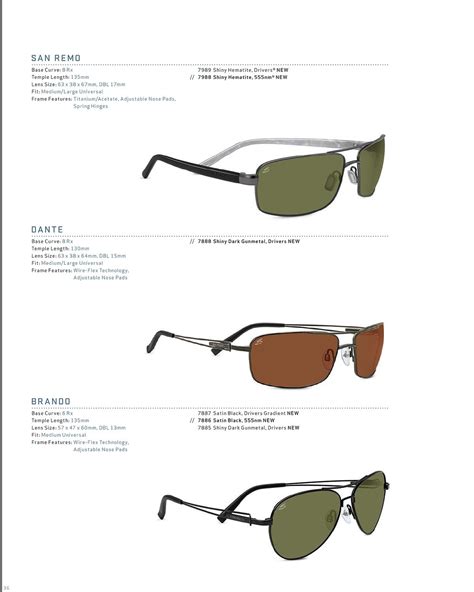 serengeti sunglasses size chart